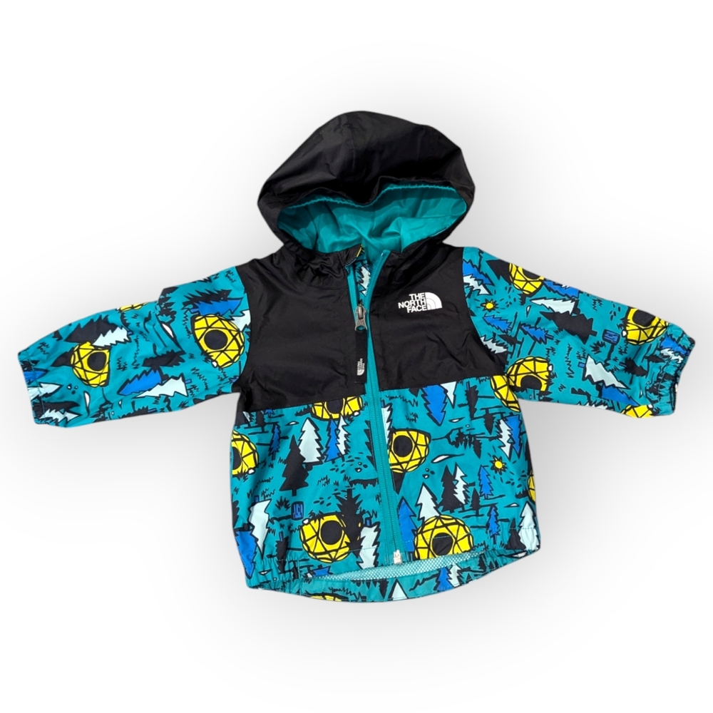 The North Face Kids Teal, Black & Yellow Hooded Jacket